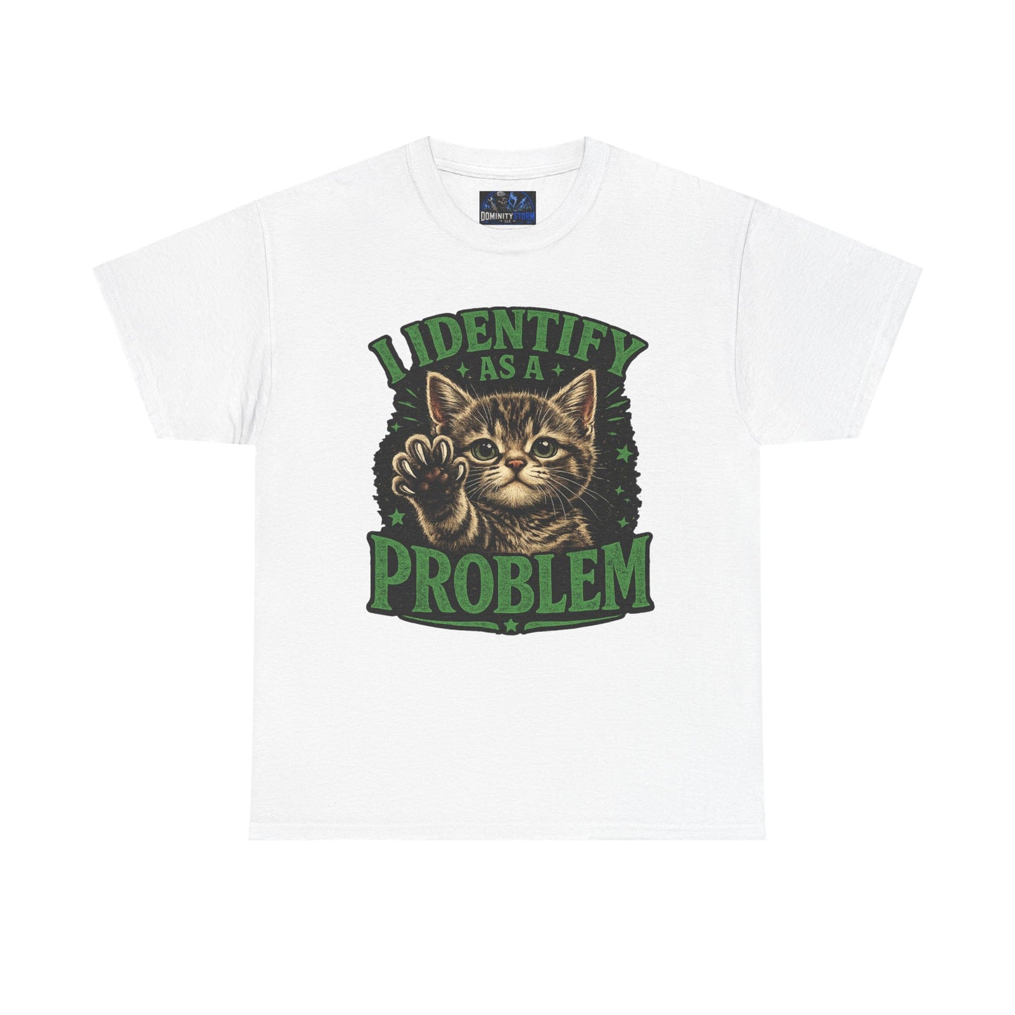 Cat 'I Identify As A Problem' Graphic Tee — Funny Vintage Kitten T-Shirt