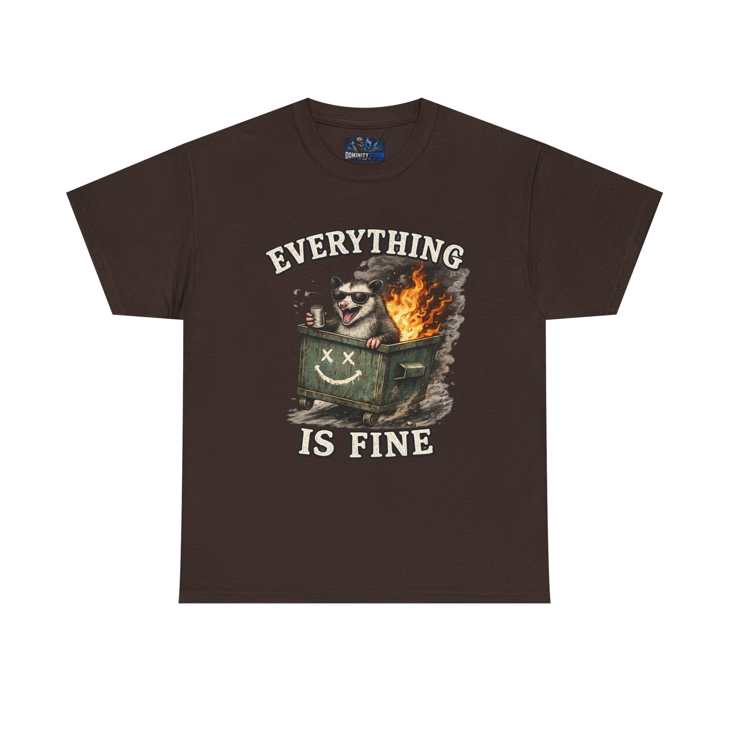 Everything Is Fine T-Shirt — Raccoon in Burning Dumpster Graphic Tee