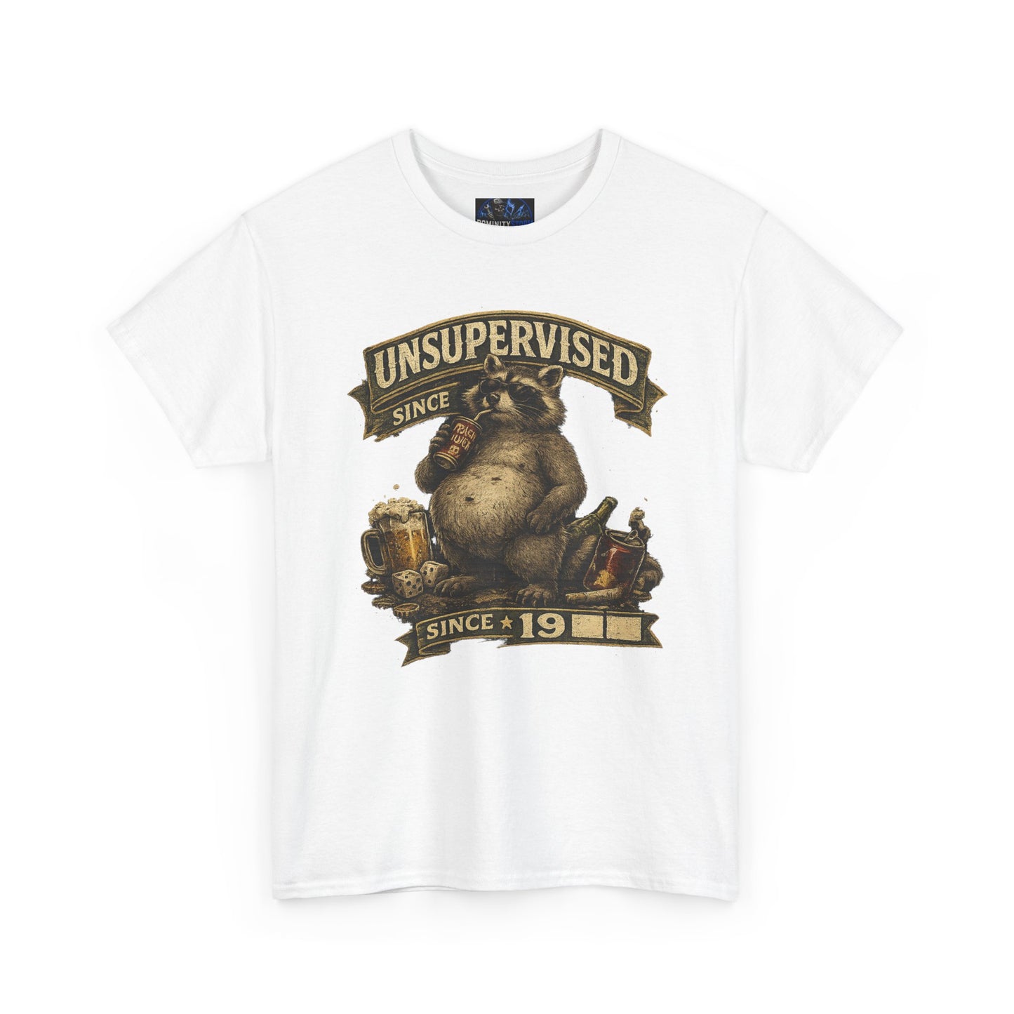 Beer Belly Bear T‑Shirt - "Unsupervised Since 19" Vintage Graphic Tee