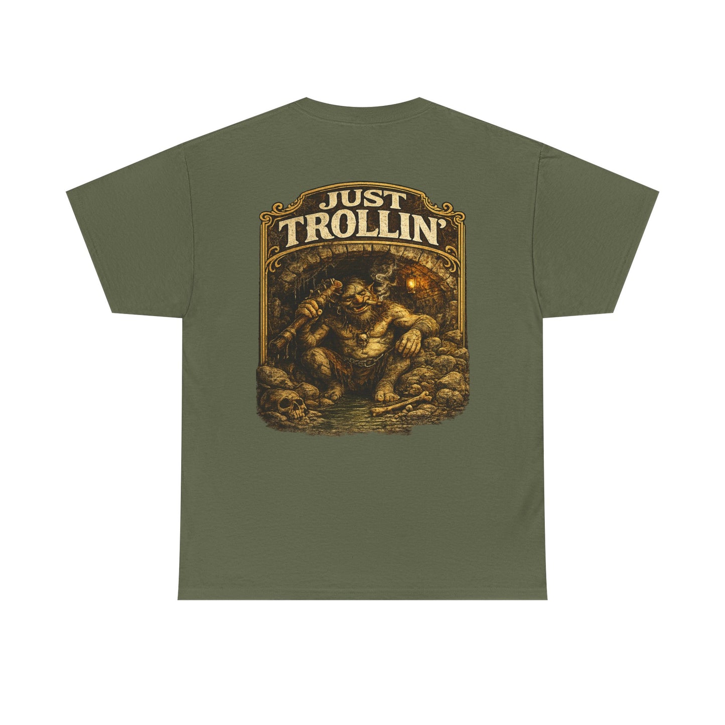 T-Shirt — "Just Trollin'" Vintage Fantasy Troll Graphic Tee
