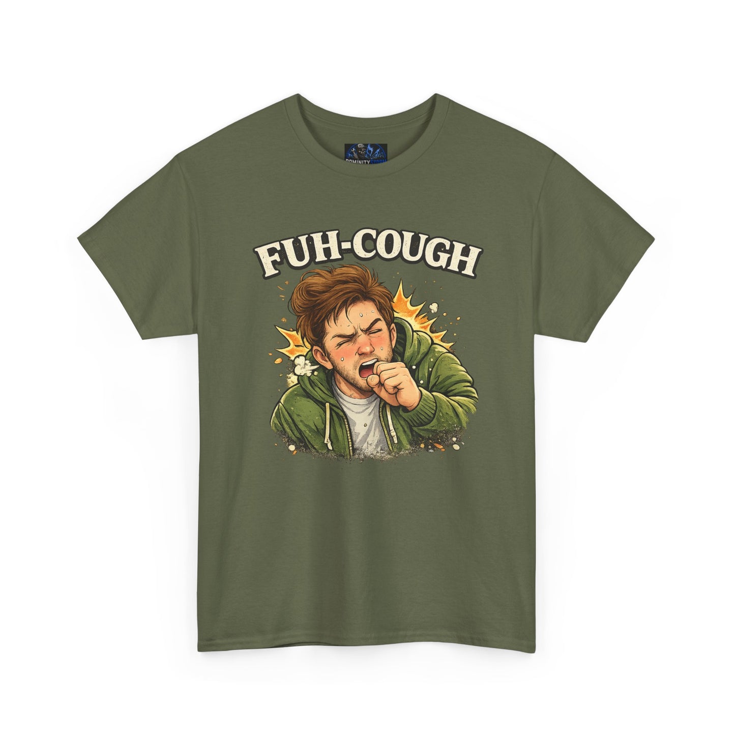 Funny 'Fuh-Cough' Graphic Tee - Coughing Character Short Sleeve Shirt
