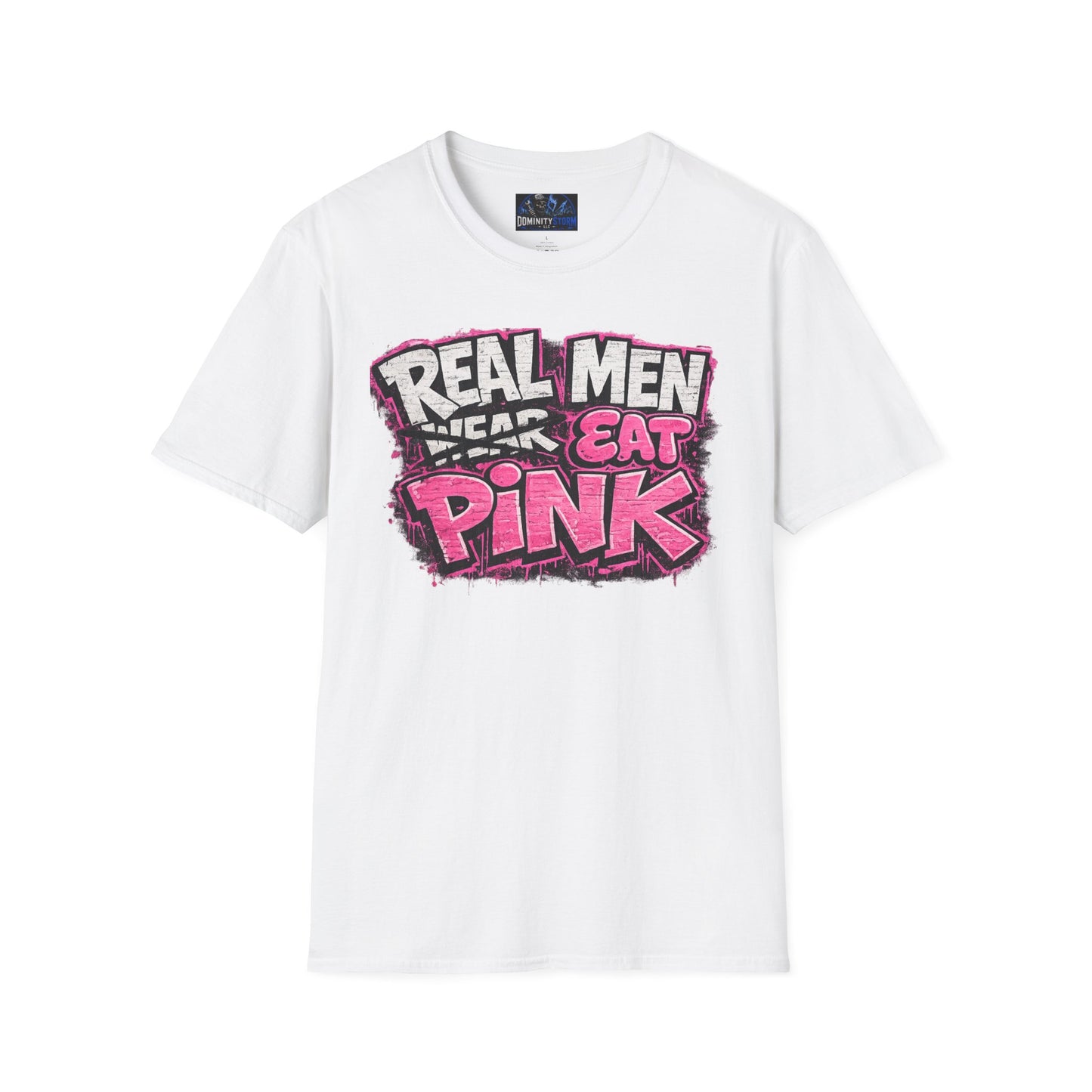 Real Men Eat Pink T-Shirt — Funny Bold Graphic Tee for Pride & Breast Cancer Awareness