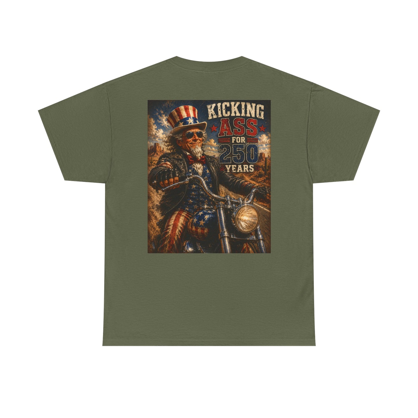 Biker Uncle Sam 'Kicking Ass for 50 Years' Graphic Tee