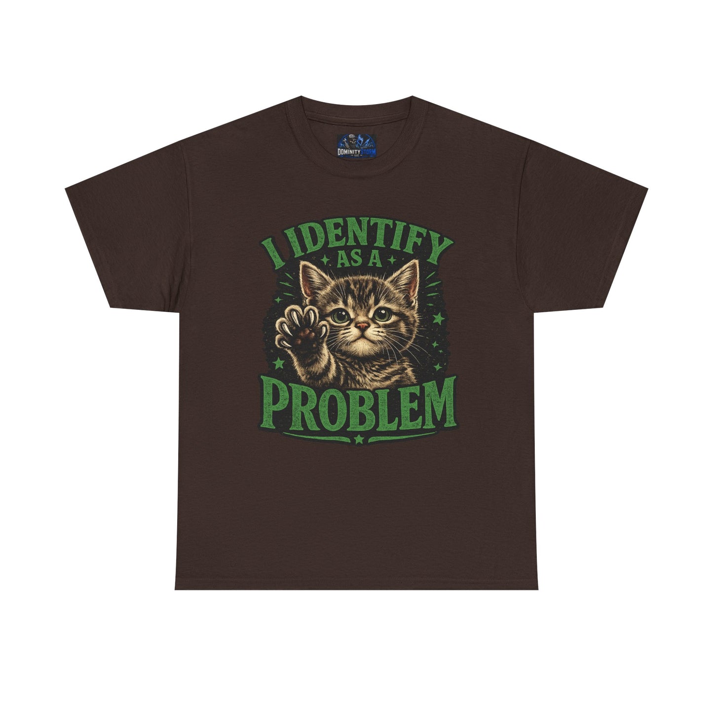 Cat 'I Identify As A Problem' Graphic Tee — Funny Vintage Kitten T-Shirt