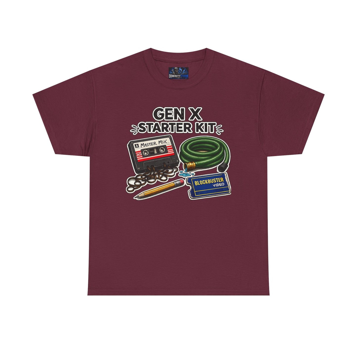 Gen X Starter Kit T‑Shirt — Retro Nostalgia Tee with Cassette, Pager & Mix Tape Graphics
