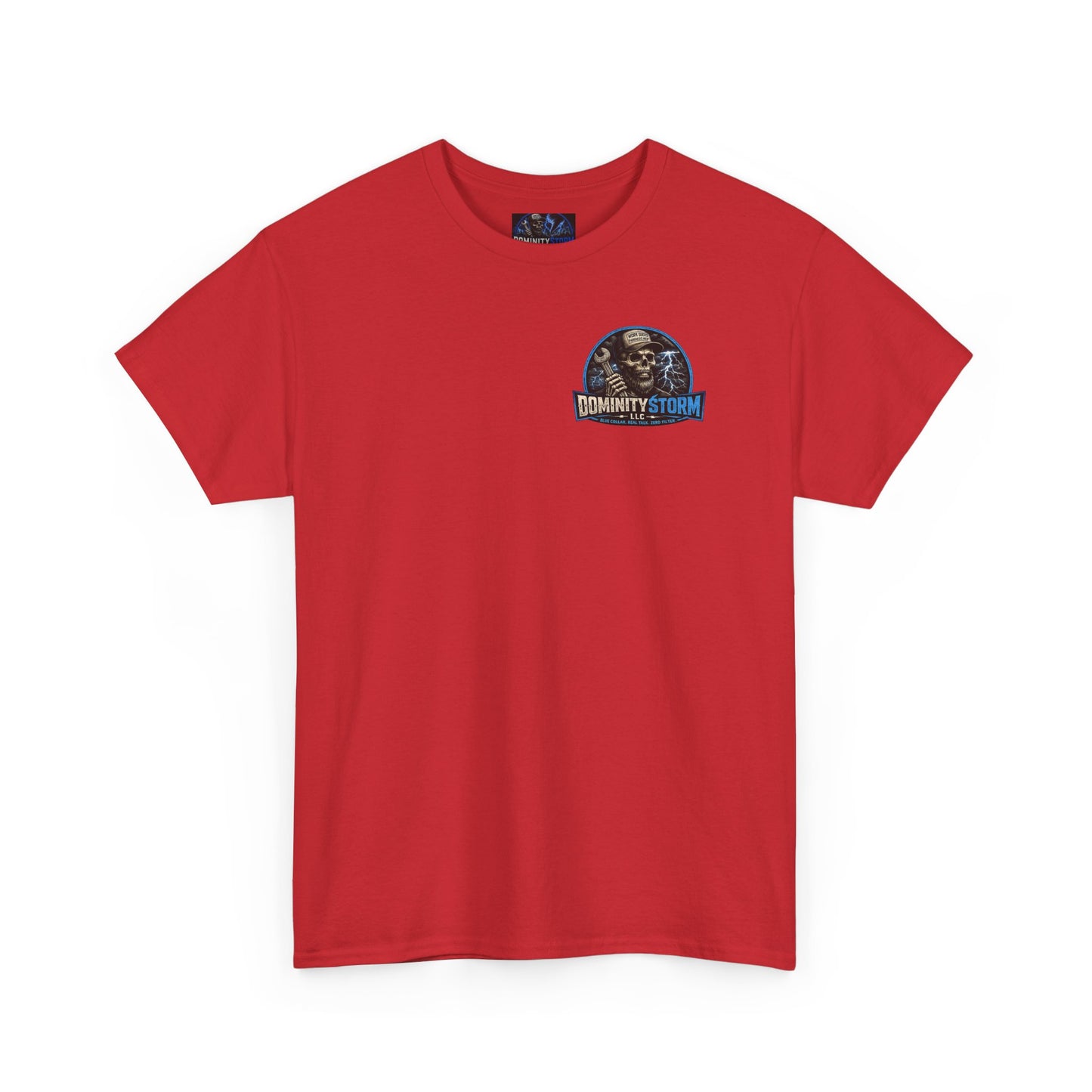 Dominity Storm LLC Graphic Tee — Lightning Skull Band Shirt