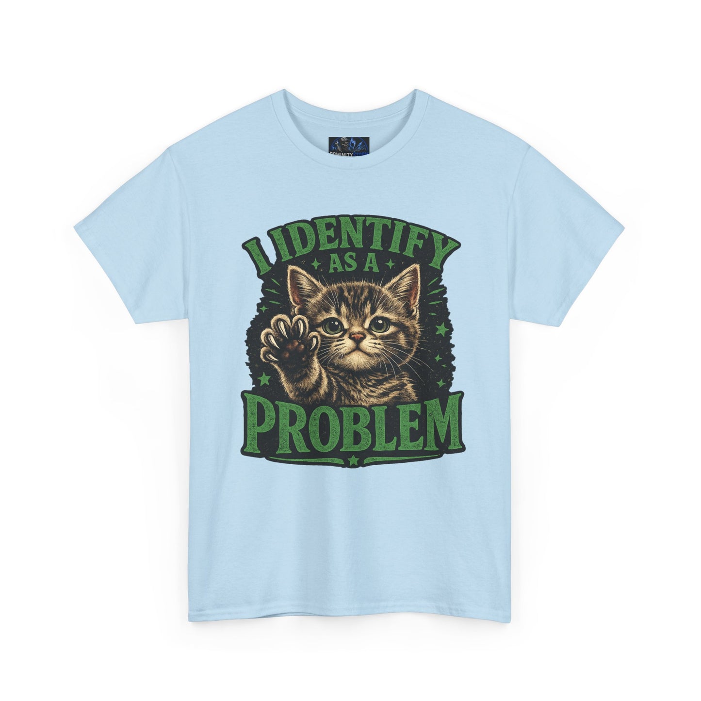 Cat 'I Identify As A Problem' Graphic Tee — Funny Vintage Kitten T-Shirt