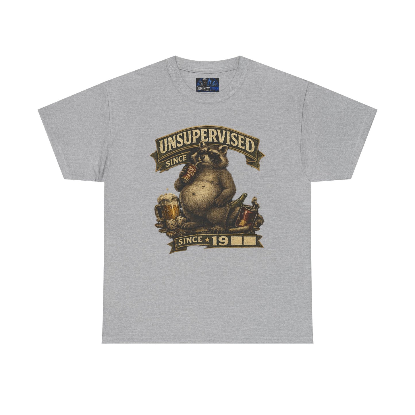 Beer Belly Bear T‑Shirt - "Unsupervised Since 19" Vintage Graphic Tee
