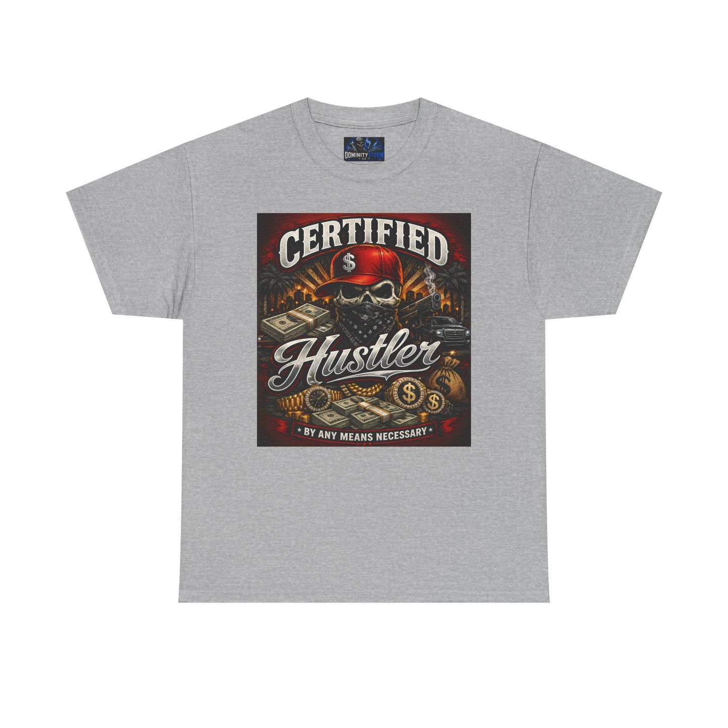 Certified Hustler Graphic Tee — Vintage Skull & Money Streetwear T-Shirt