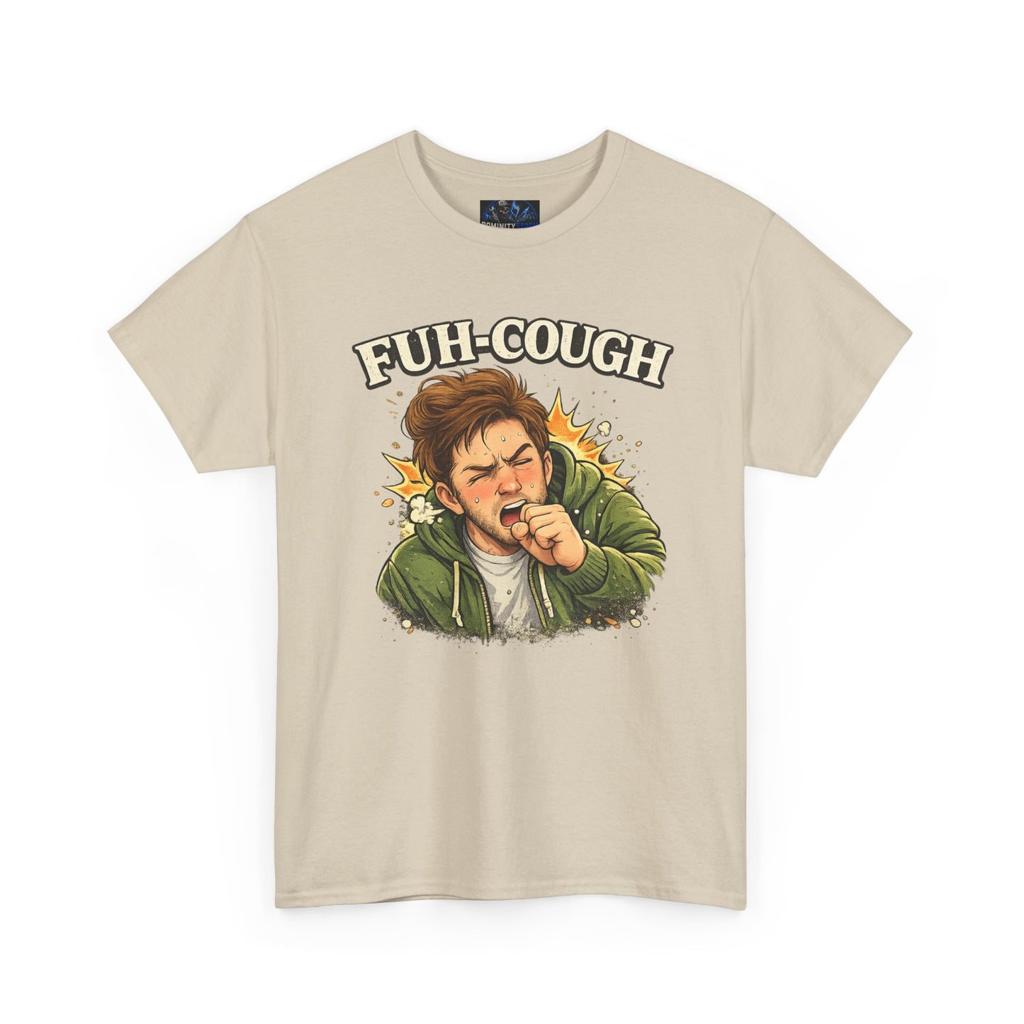 Funny 'Fuh-Cough' Graphic Tee - Coughing Character Short Sleeve Shirt