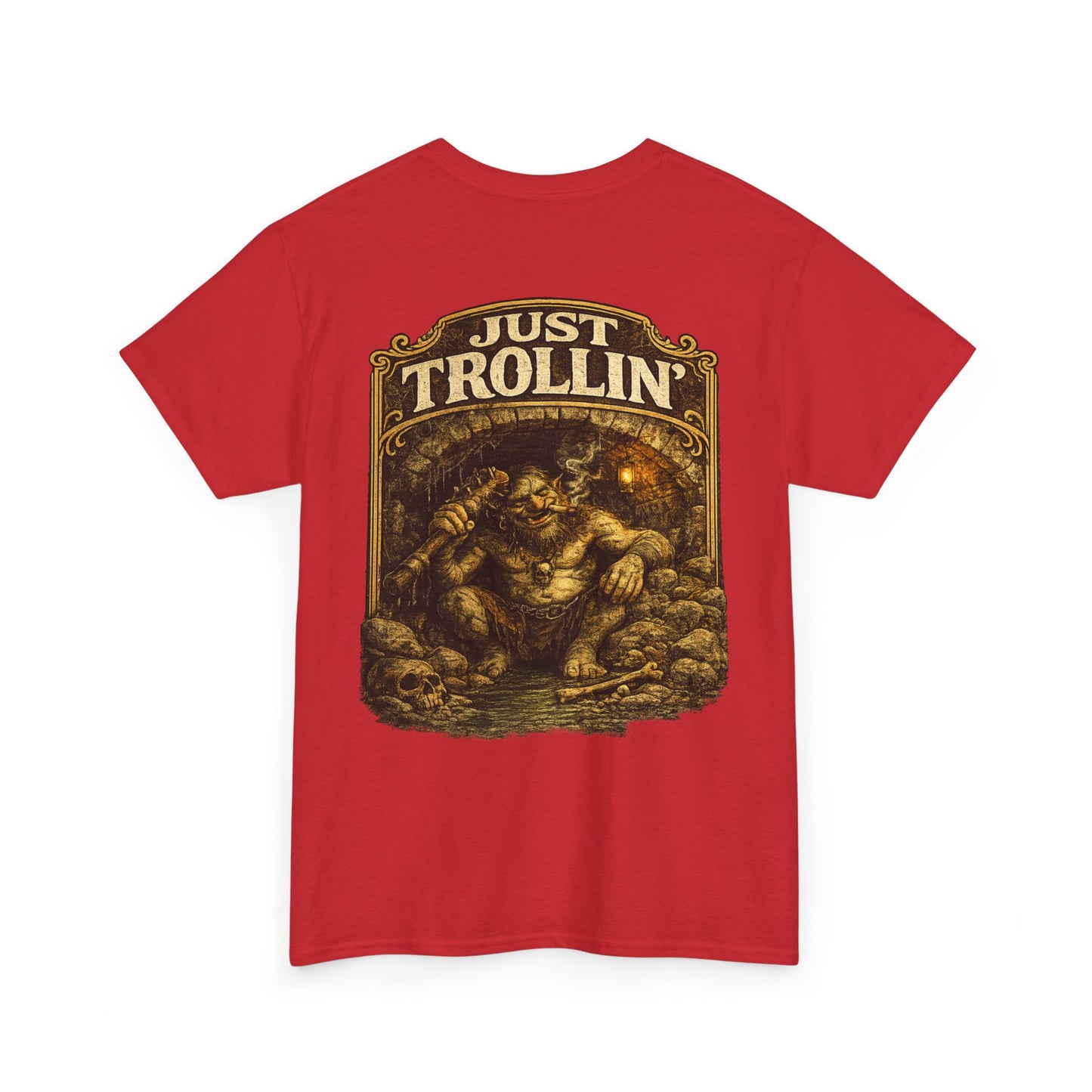 T-Shirt — "Just Trollin'" Vintage Fantasy Troll Graphic Tee