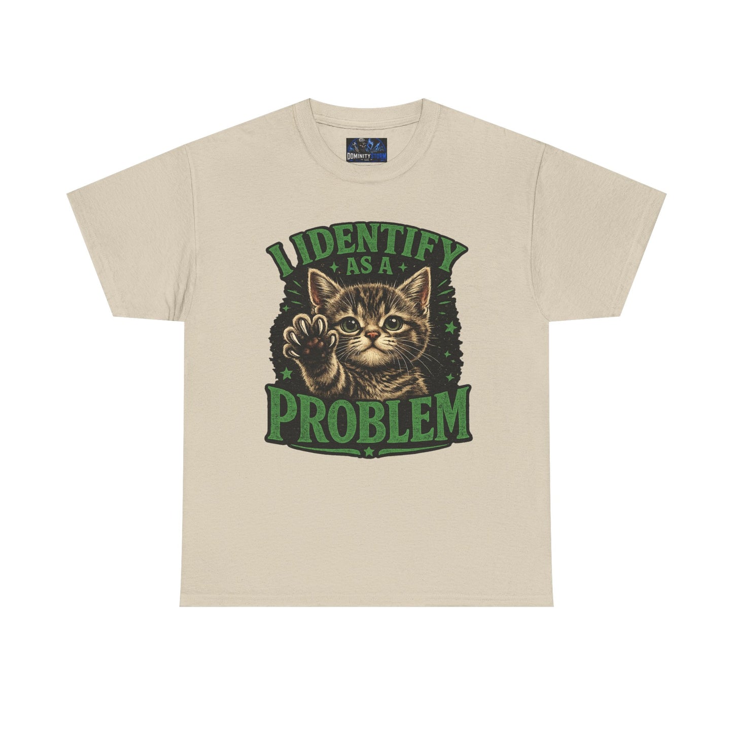 Cat 'I Identify As A Problem' Graphic Tee — Funny Vintage Kitten T-Shirt