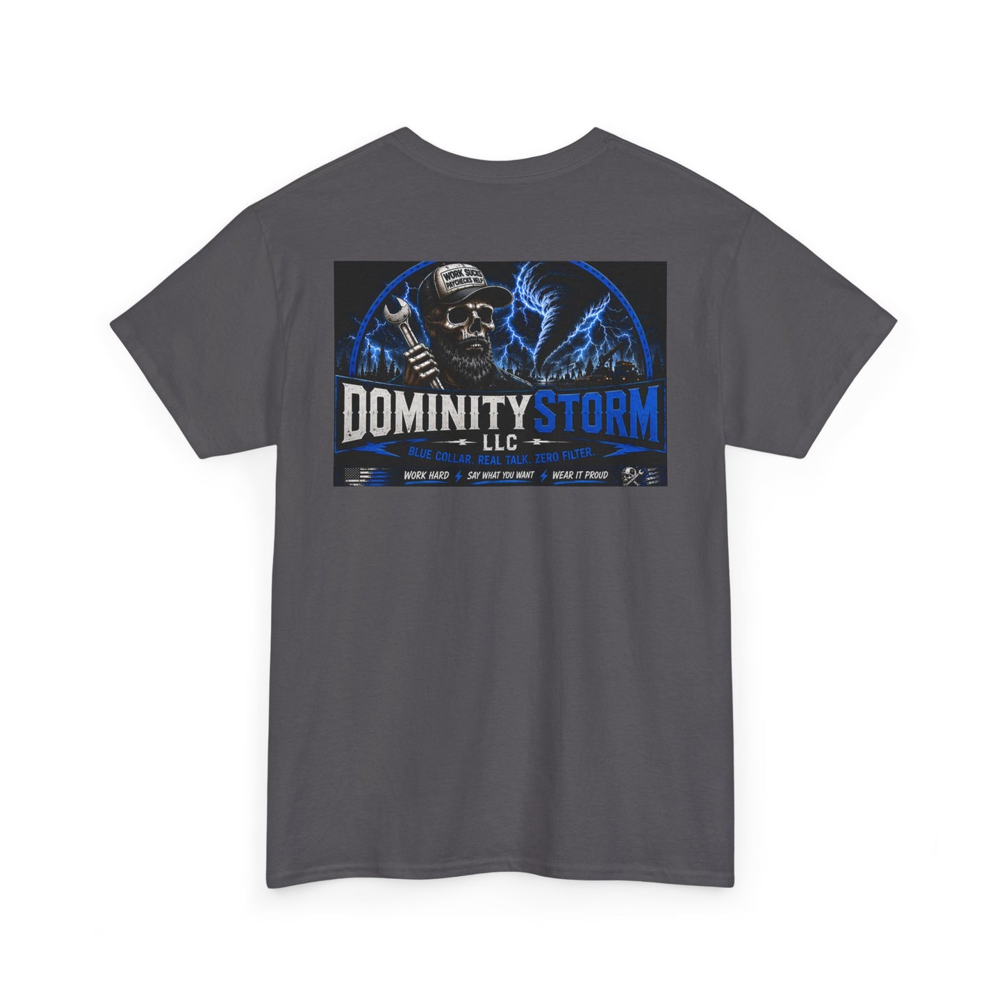Dominity Storm LLC Graphic Tee — Lightning Skull Band Shirt