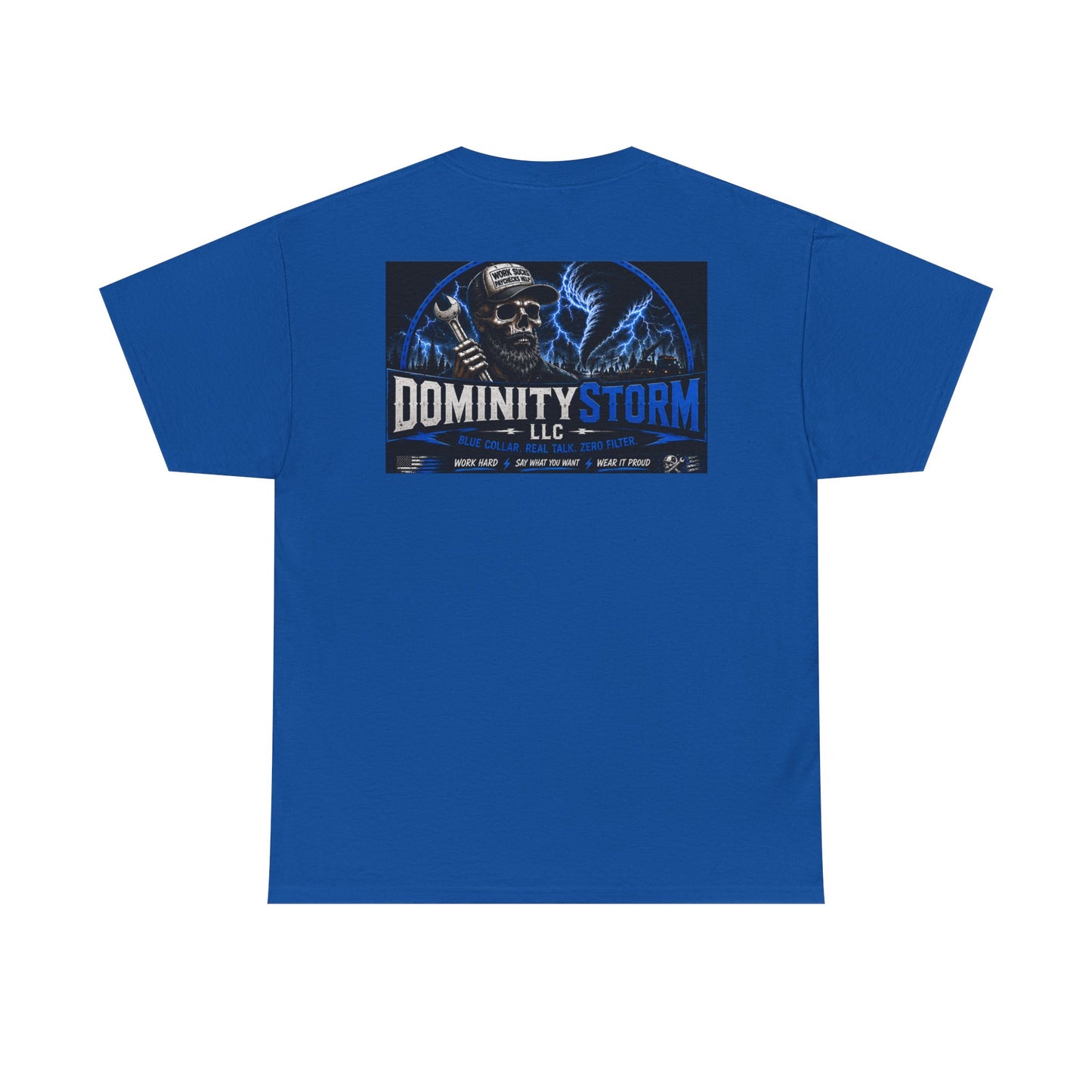 Dominity Storm LLC Graphic Tee — Lightning Skull Band Shirt