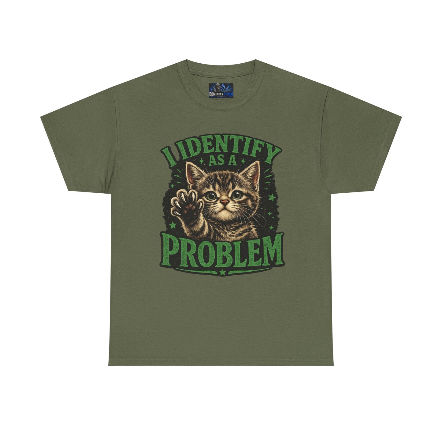 Cat 'I Identify As A Problem' Graphic Tee — Funny Vintage Kitten T-Shirt