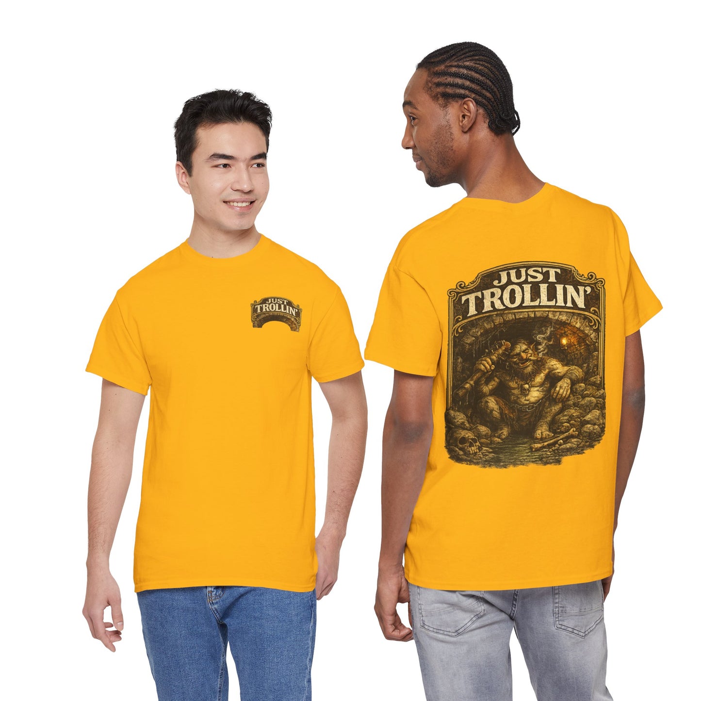T-Shirt — "Just Trollin'" Vintage Fantasy Troll Graphic Tee