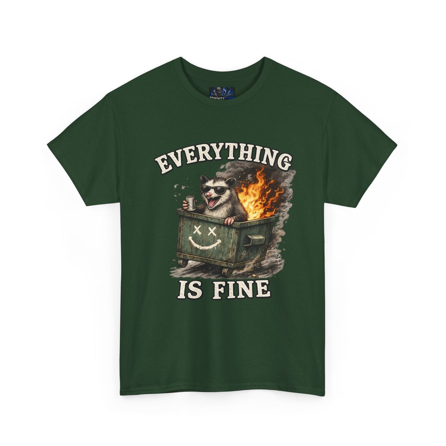 Everything Is Fine T-Shirt — Raccoon in Burning Dumpster Graphic Tee