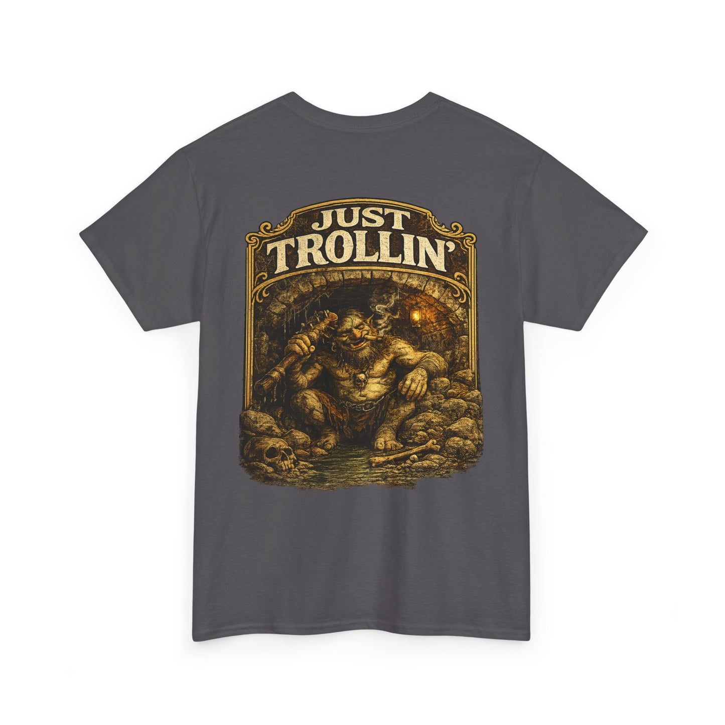 T-Shirt — "Just Trollin'" Vintage Fantasy Troll Graphic Tee