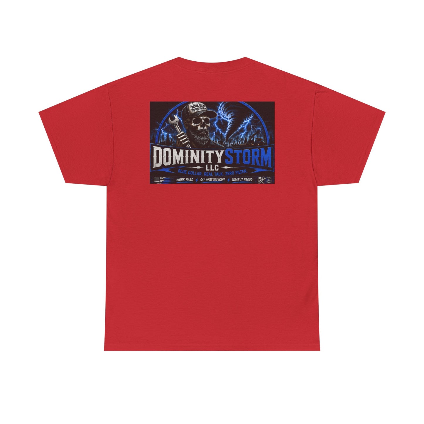Dominity Storm LLC Graphic Tee — Lightning Skull Band Shirt