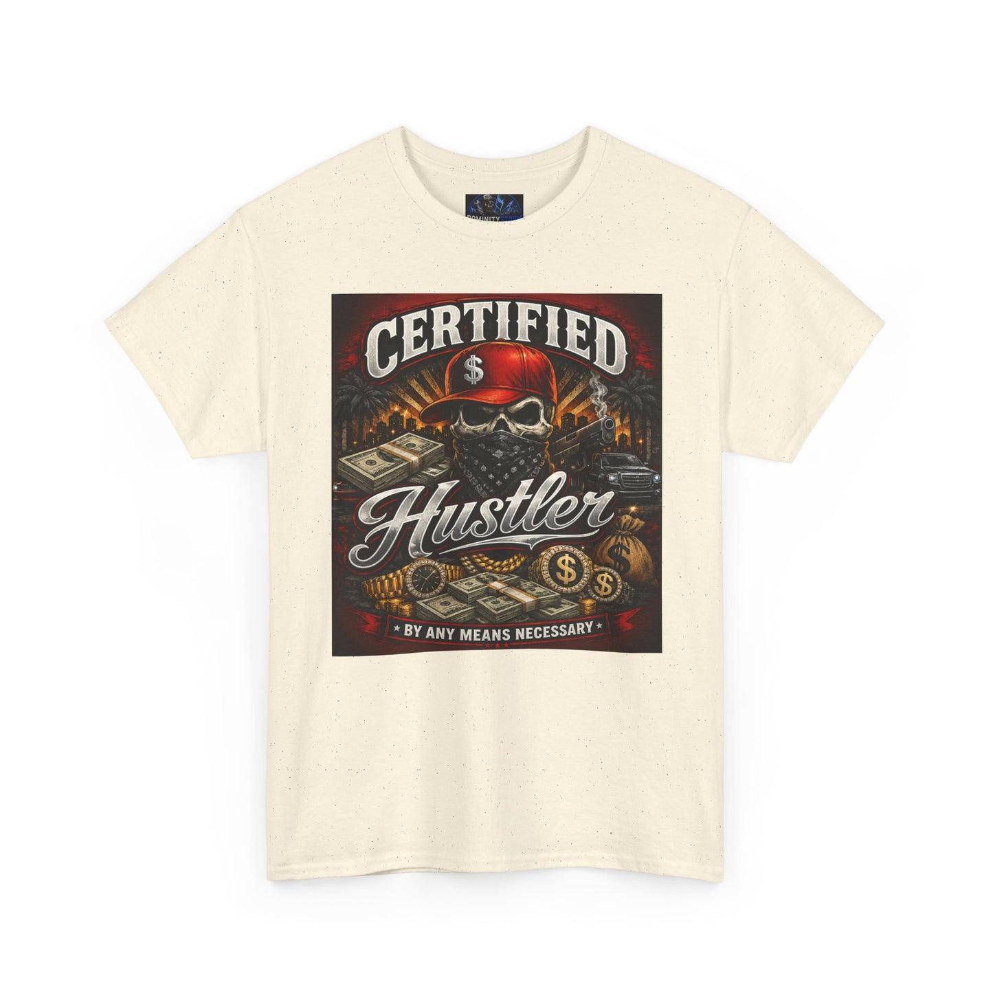 Certified Hustler Graphic Tee — Vintage Skull & Money Streetwear T-Shirt