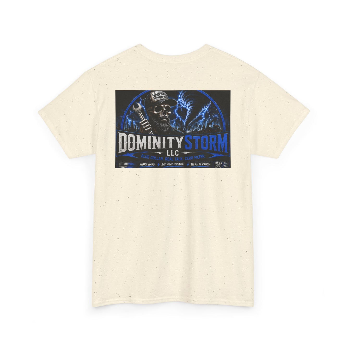 Dominity Storm LLC Graphic Tee — Lightning Skull Band Shirt