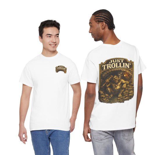 T-Shirt — "Just Trollin'" Vintage Fantasy Troll Graphic Tee