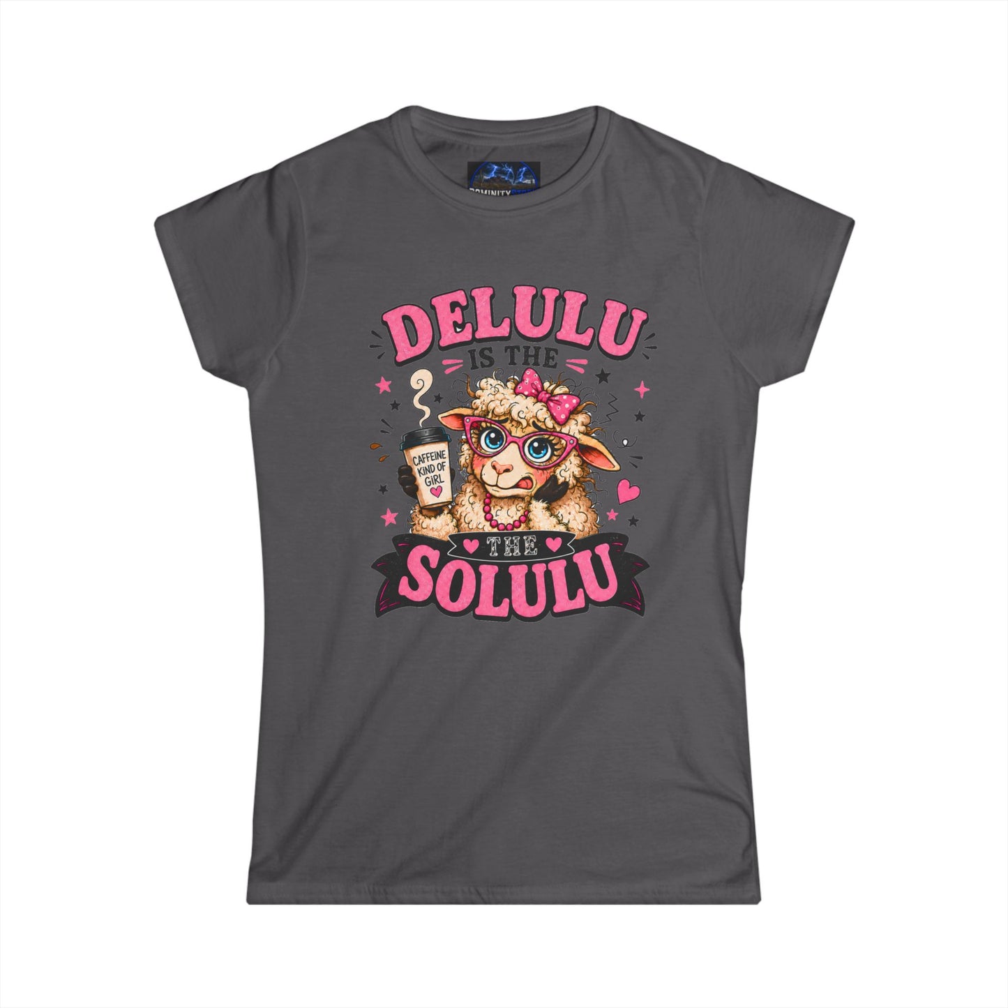 Graphic Delulu Is The Solulu Cute Dog Tee – Funny Coffee Lover Shirt for Women