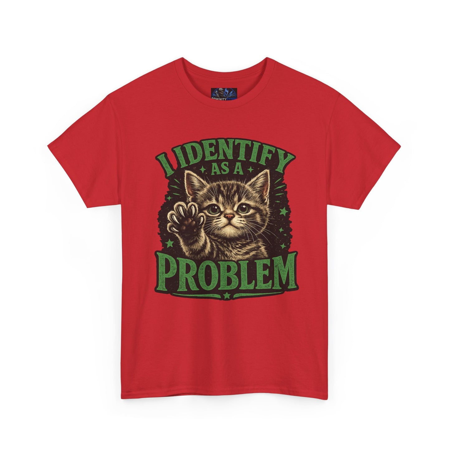 Cat 'I Identify As A Problem' Graphic Tee — Funny Vintage Kitten T-Shirt