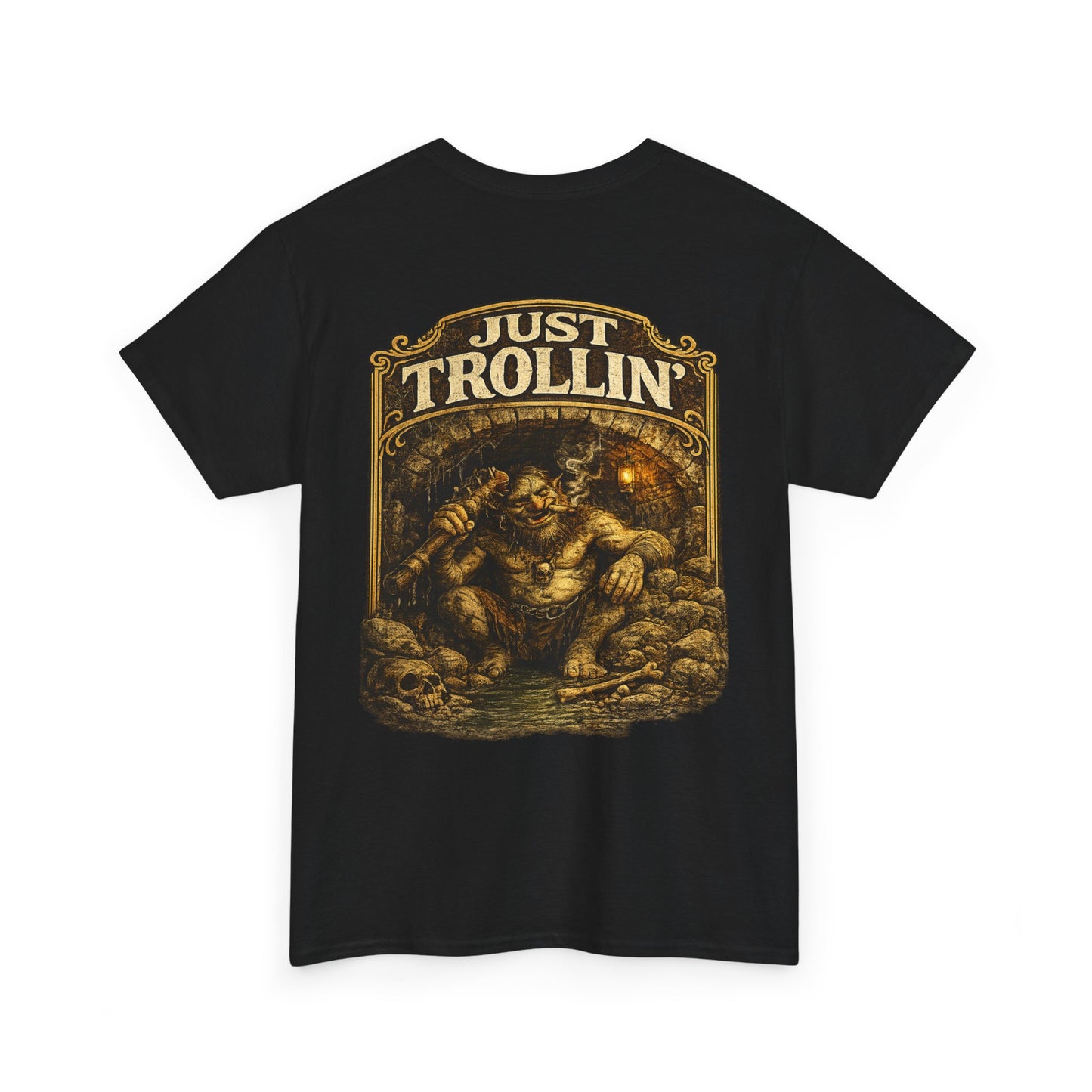 T-Shirt — "Just Trollin'" Vintage Fantasy Troll Graphic Tee