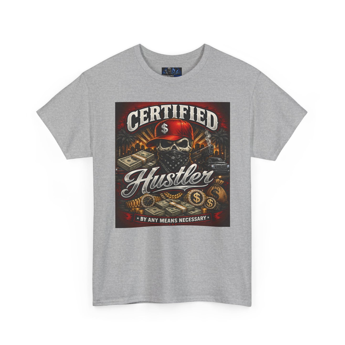 Certified Hustler Graphic Tee — Vintage Skull & Money Streetwear T-Shirt