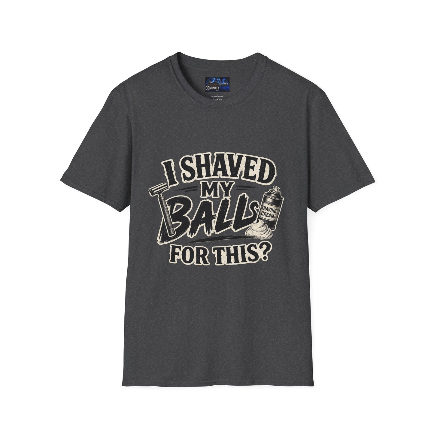 I Shaved My Balls T-Shirt — Funny Gag Tee with Retro Shaving Design