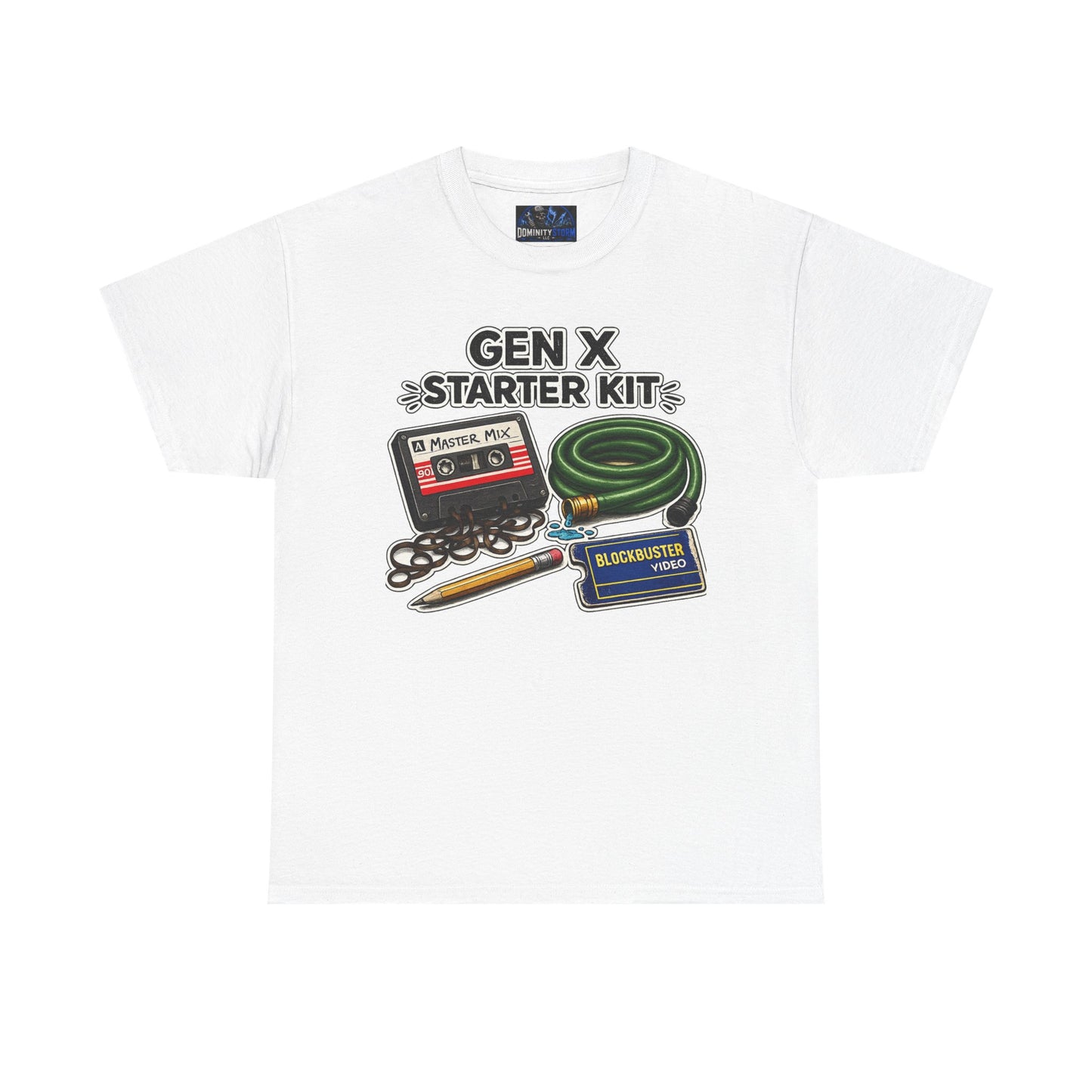Gen X Starter Kit T‑Shirt — Retro Nostalgia Tee with Cassette, Pager & Mix Tape Graphics