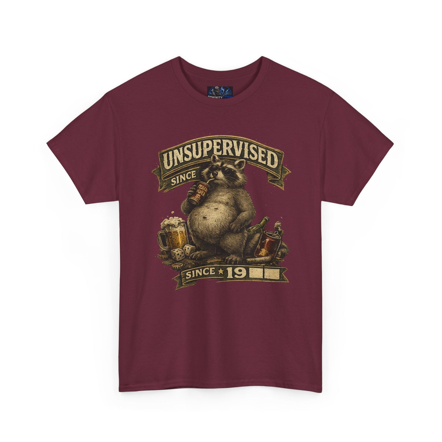 Beer Belly Bear T‑Shirt - "Unsupervised Since 19" Vintage Graphic Tee