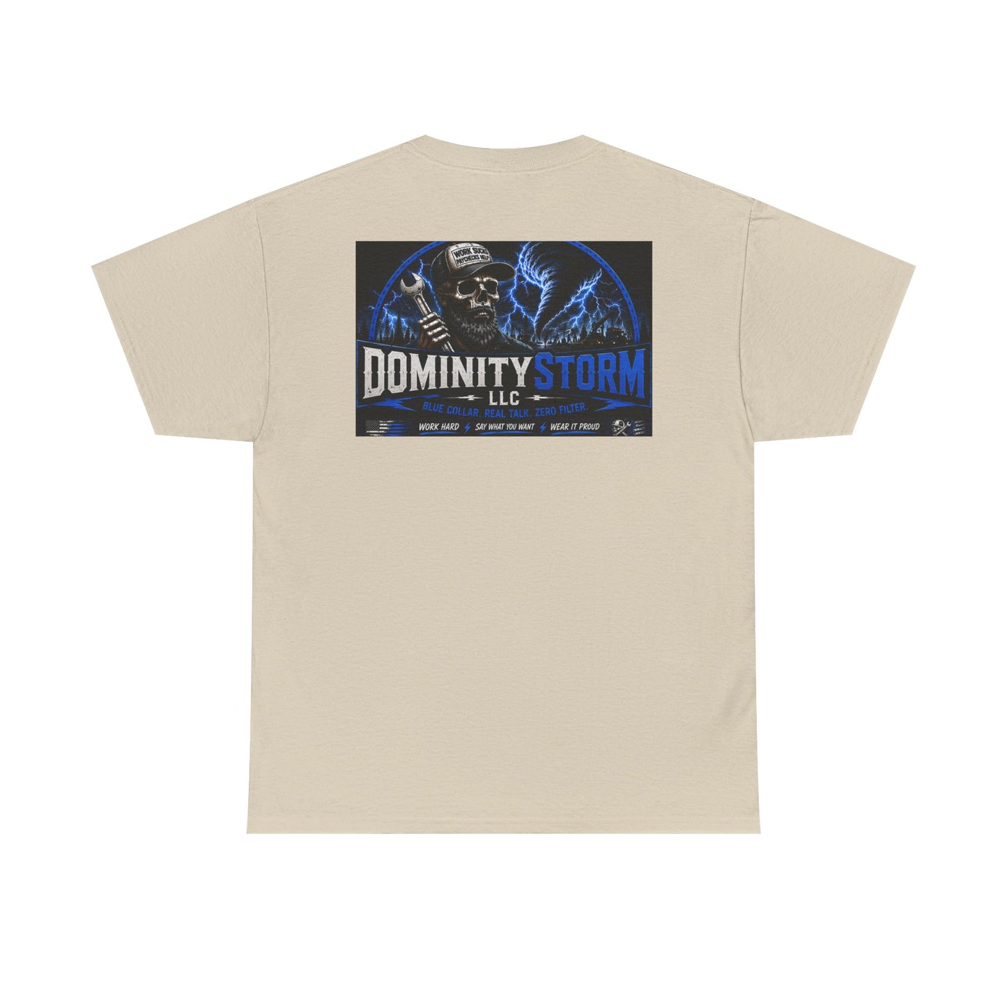 Dominity Storm LLC Graphic Tee — Lightning Skull Band Shirt