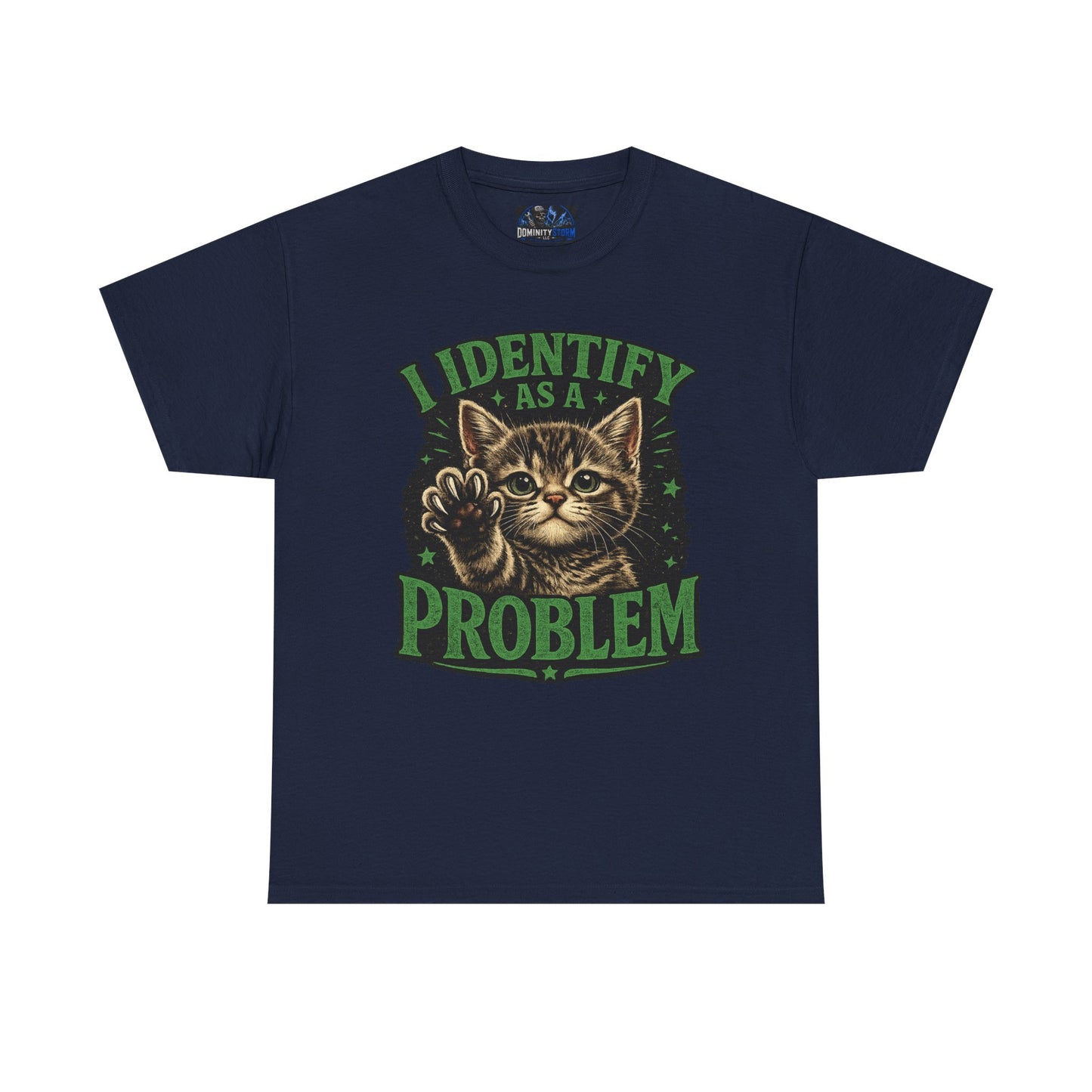 Cat 'I Identify As A Problem' Graphic Tee — Funny Vintage Kitten T-Shirt