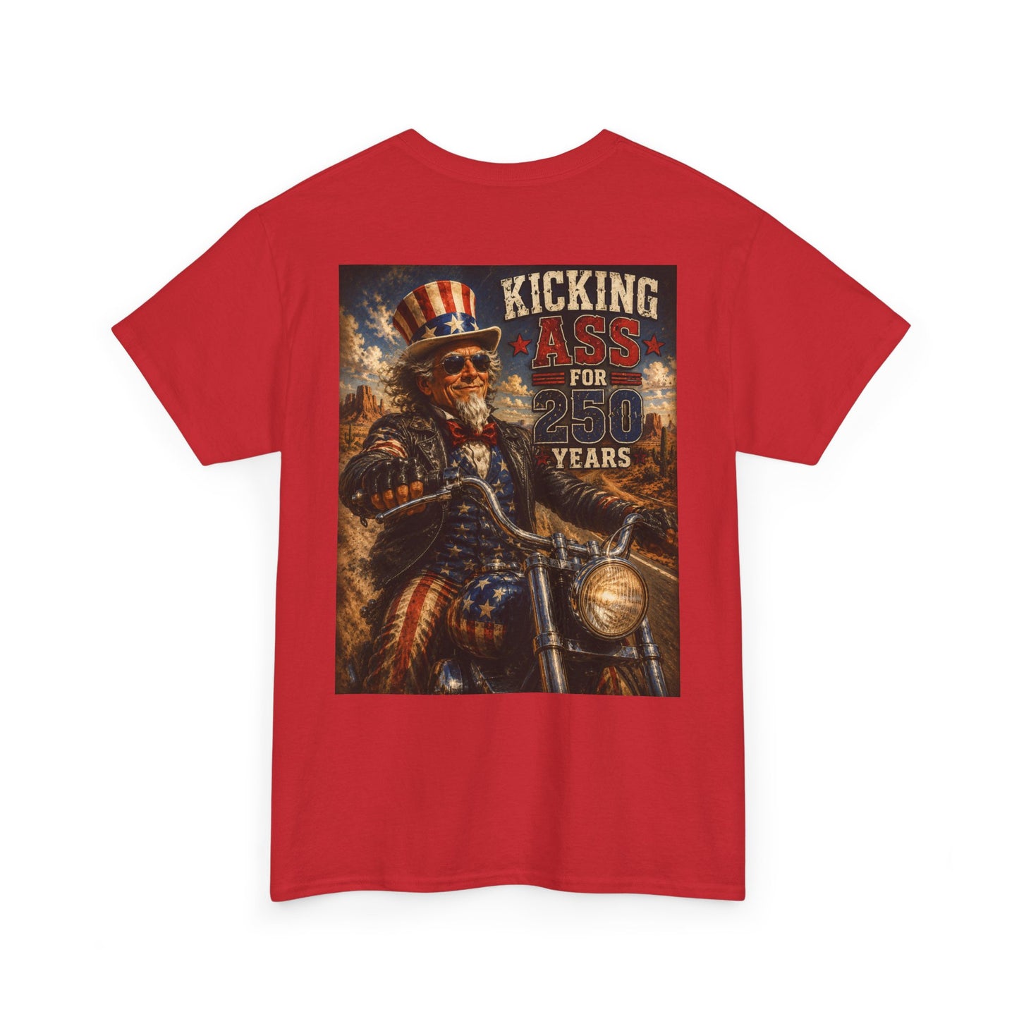 Biker Uncle Sam 'Kicking Ass for 50 Years' Graphic Tee