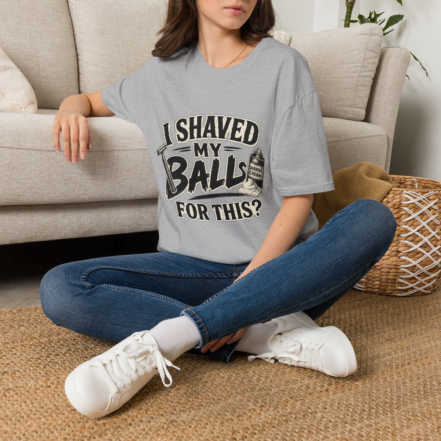 I Shaved My Balls T-Shirt — Funny Gag Tee with Retro Shaving Design
