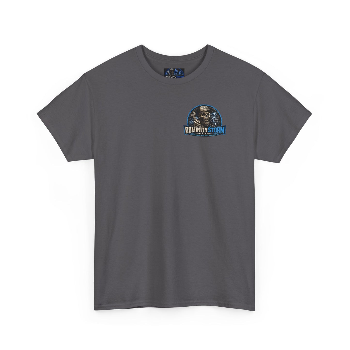 Dominity Storm LLC Graphic Tee — Lightning Skull Band Shirt