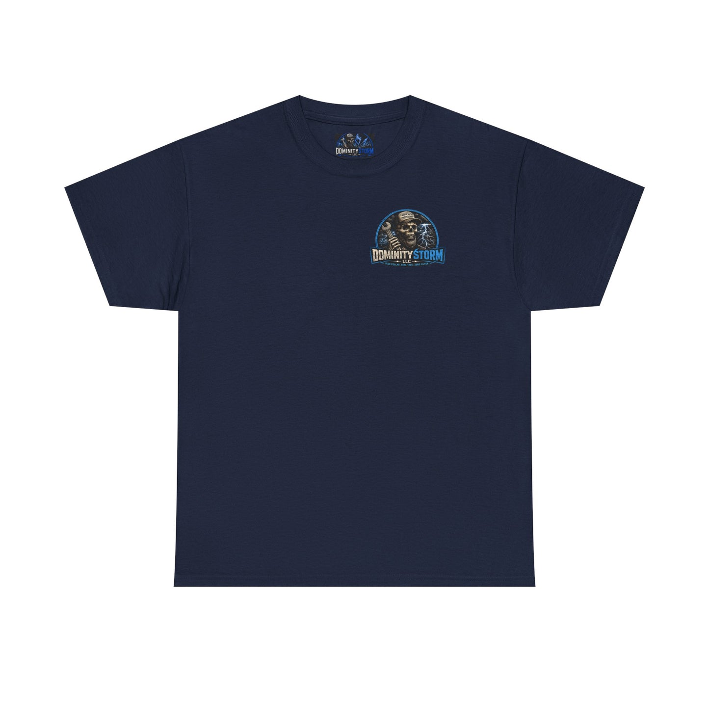 Dominity Storm LLC Graphic Tee — Lightning Skull Band Shirt