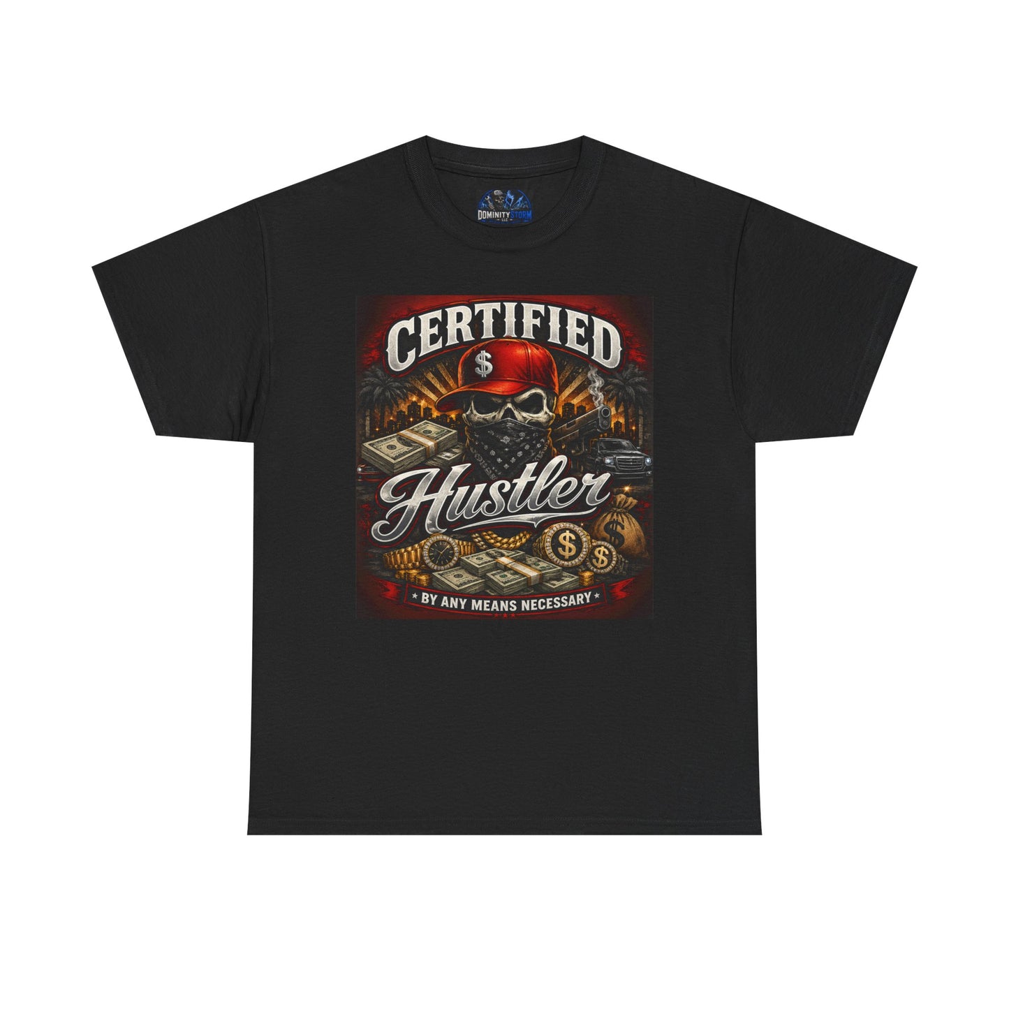 Certified Hustler Graphic Tee — Vintage Skull & Money Streetwear T-Shirt