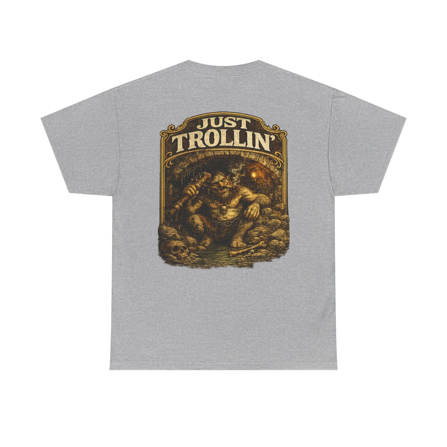 T-Shirt — "Just Trollin'" Vintage Fantasy Troll Graphic Tee