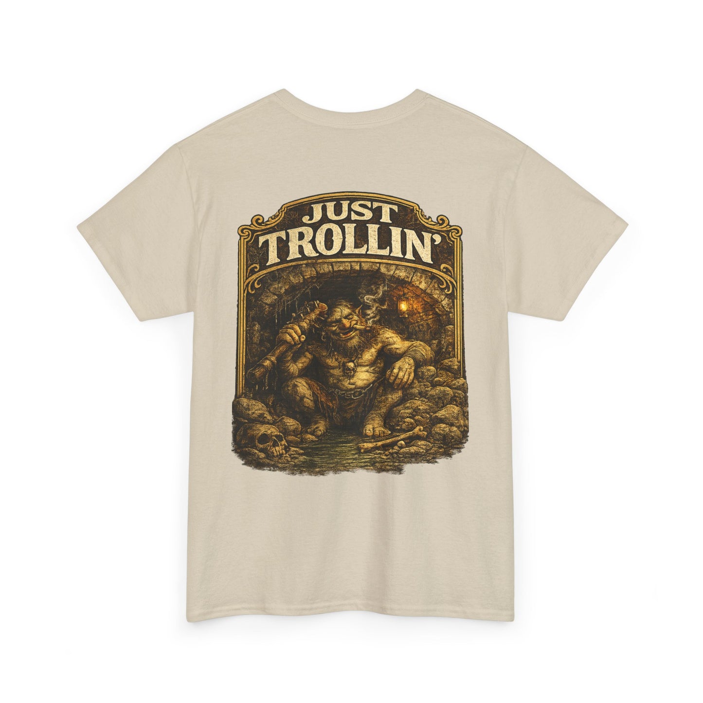 T-Shirt — "Just Trollin'" Vintage Fantasy Troll Graphic Tee