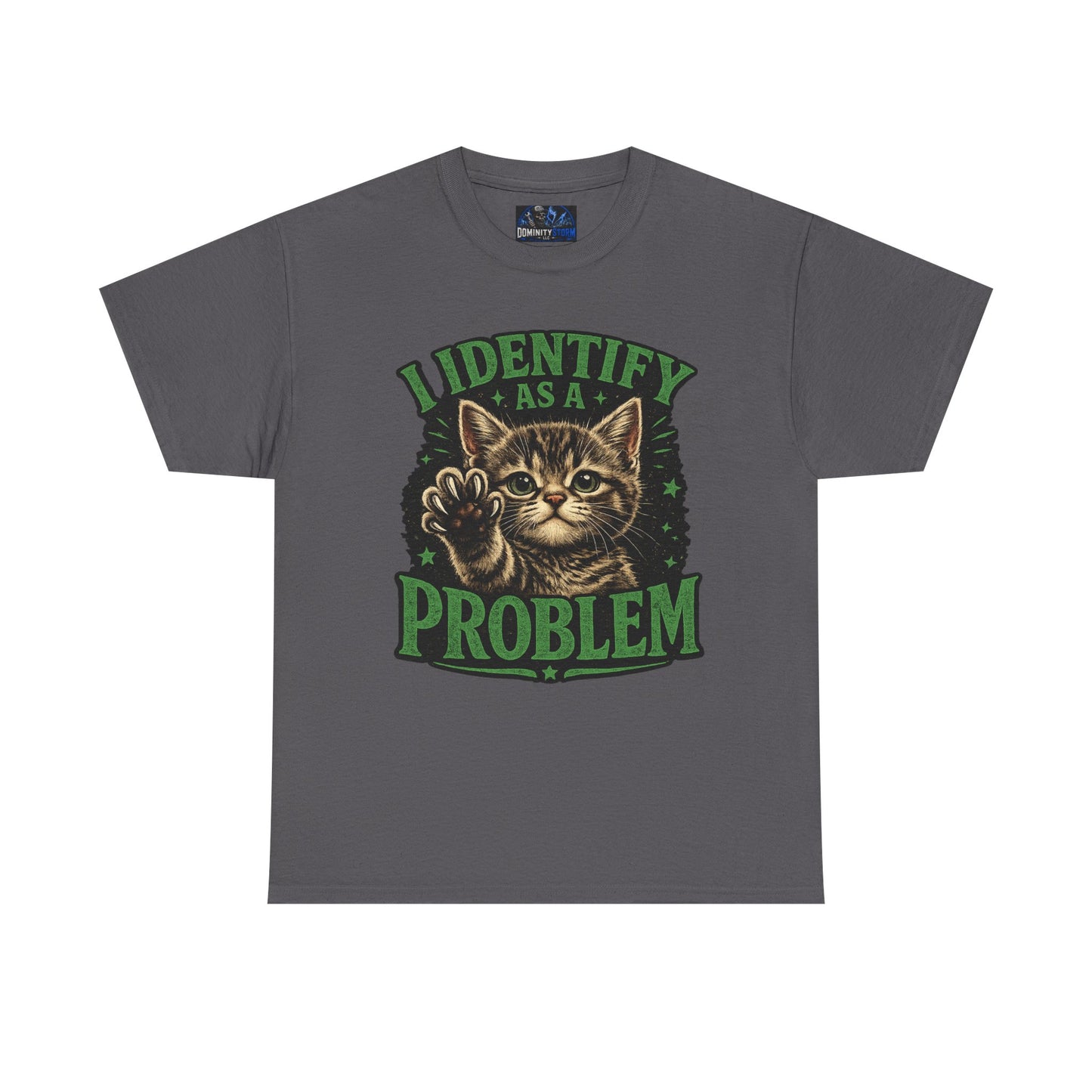 Cat 'I Identify As A Problem' Graphic Tee — Funny Vintage Kitten T-Shirt