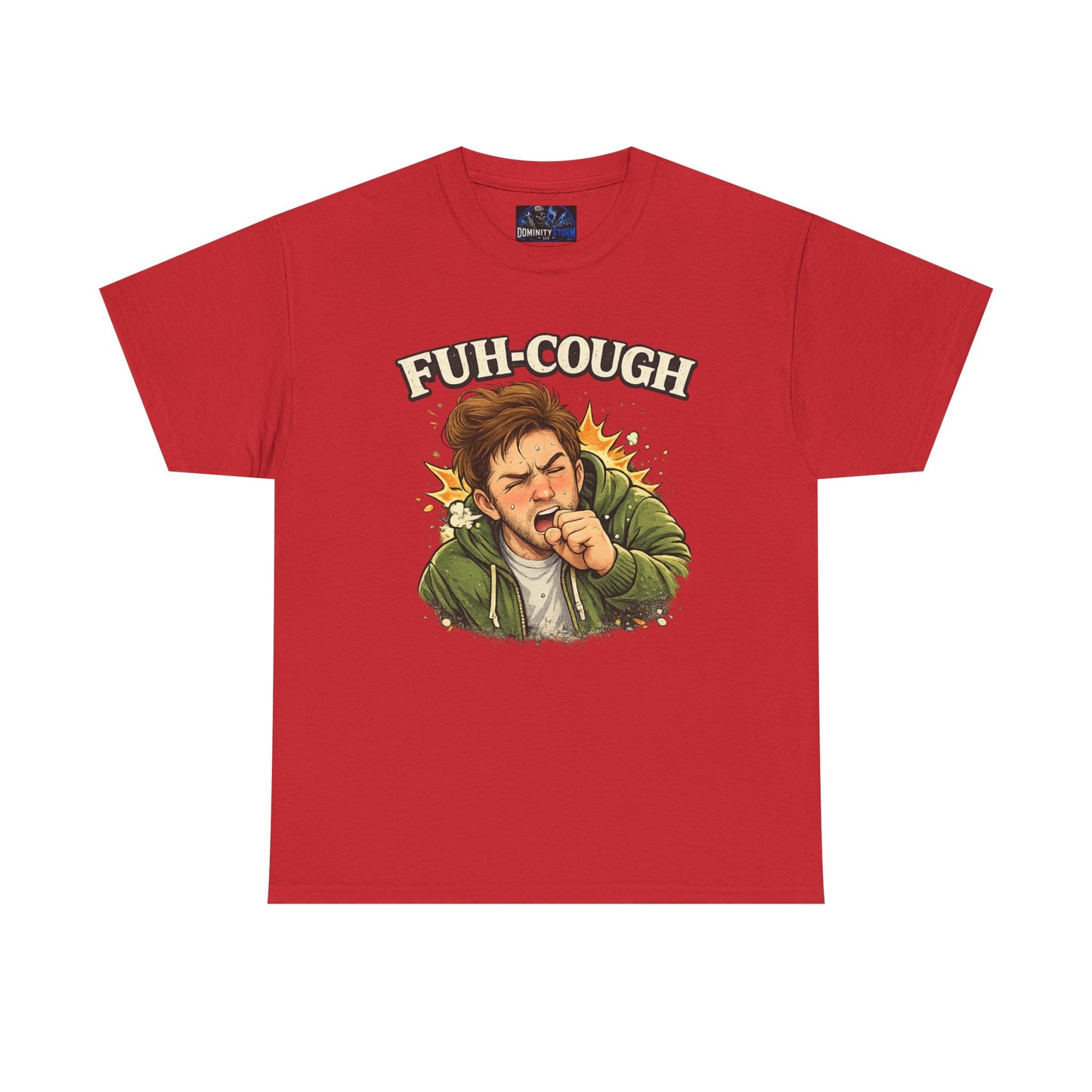 Funny 'Fuh-Cough' Graphic Tee - Coughing Character Short Sleeve Shirt