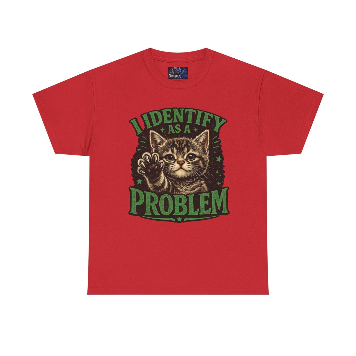 Cat 'I Identify As A Problem' Graphic Tee — Funny Vintage Kitten T-Shirt