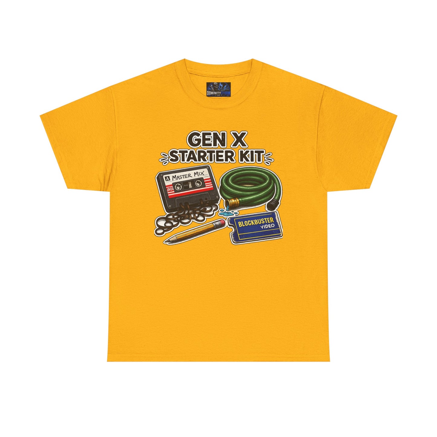 Gen X Starter Kit T‑Shirt — Retro Nostalgia Tee with Cassette, Pager & Mix Tape Graphics