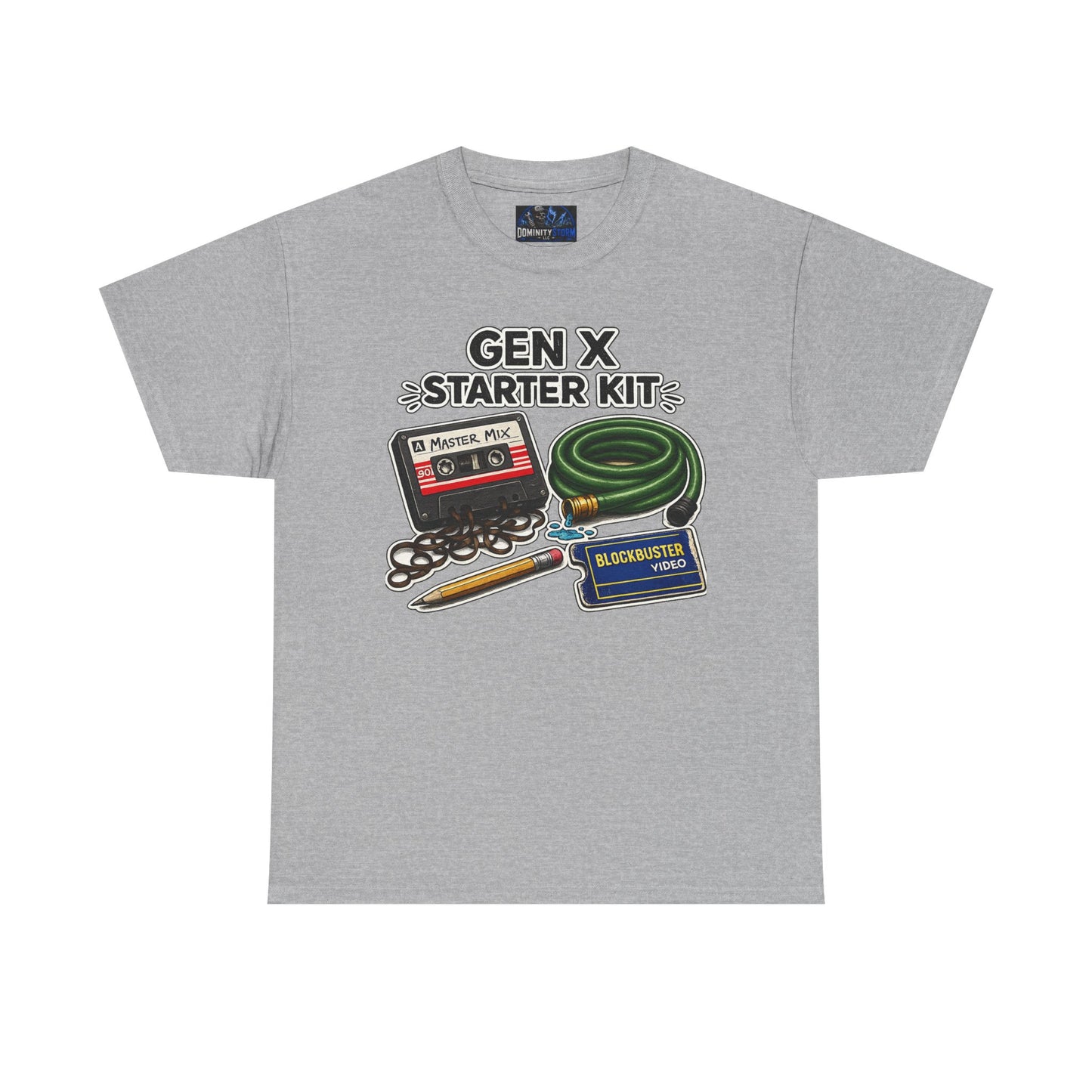 Gen X Starter Kit T‑Shirt — Retro Nostalgia Tee with Cassette, Pager & Mix Tape Graphics