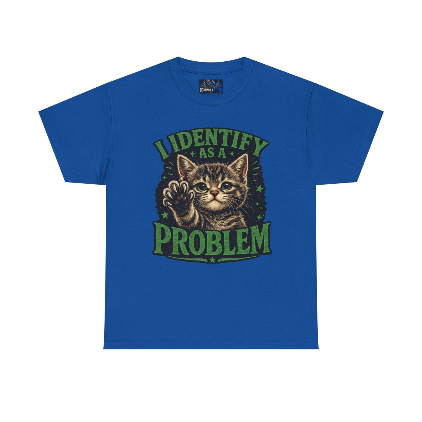 Cat 'I Identify As A Problem' Graphic Tee — Funny Vintage Kitten T-Shirt