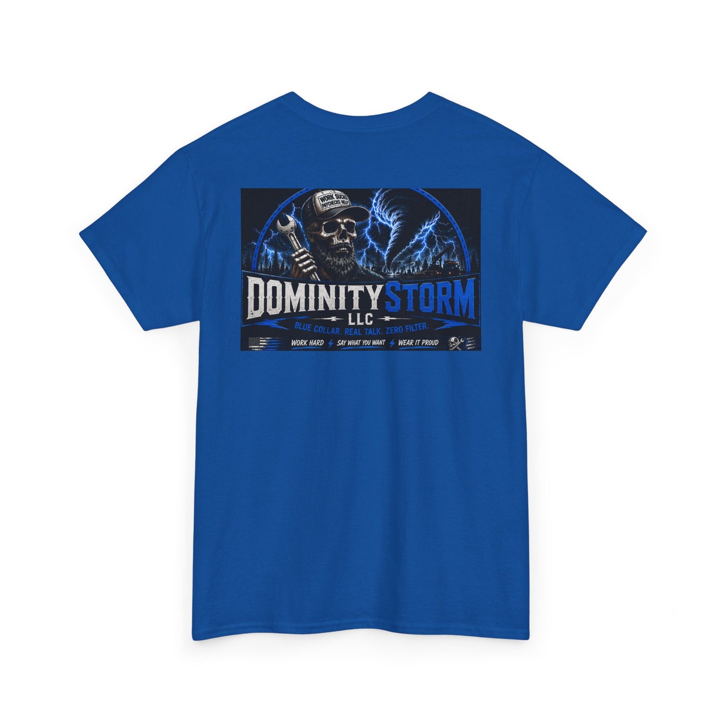 Dominity Storm LLC Graphic Tee — Lightning Skull Band Shirt