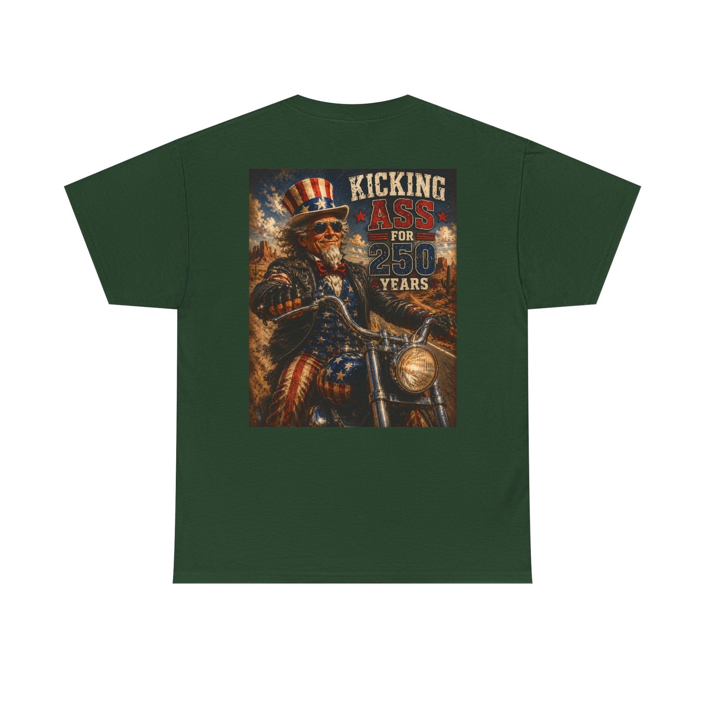 Biker Uncle Sam 'Kicking Ass for 50 Years' Graphic Tee